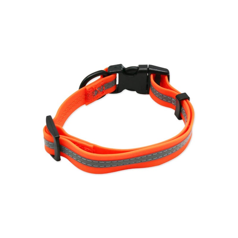 NIMBLE Dog Collar Waterproof Pet Collars Anti-Odor Durable Adjustable PVC & Polyester Soft with Reflective Cloth Stripe Basic Dog Collars S/M/L Sizes (Small (9.45â€-14.17â€inches), Orange) - Image 2